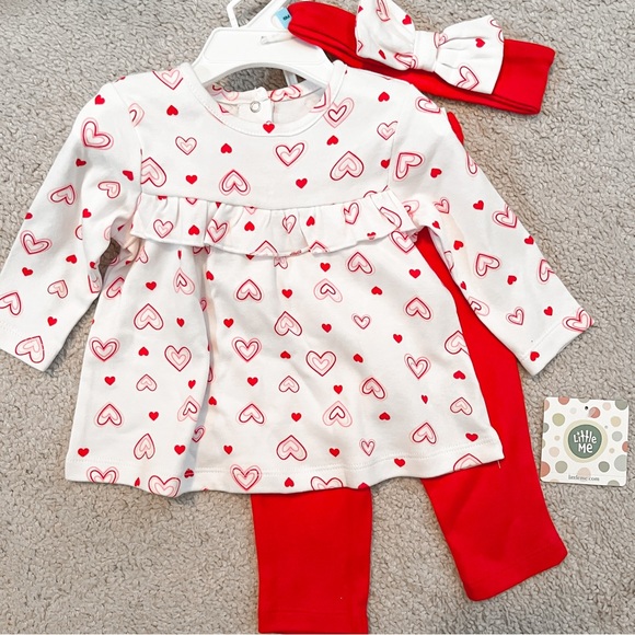 NWT Baby Girl Valentine matching top + leggings + bow outfit 6MO - Picture 1 of 5